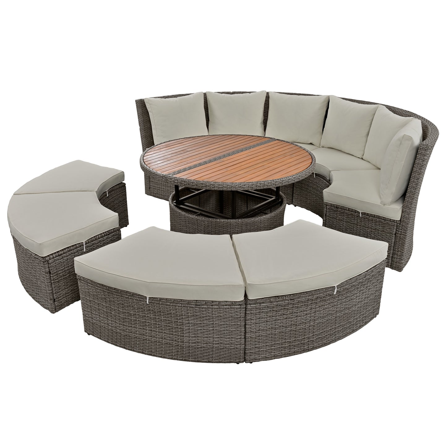 Patio 5-Piece Round Rattan Outdoor Set