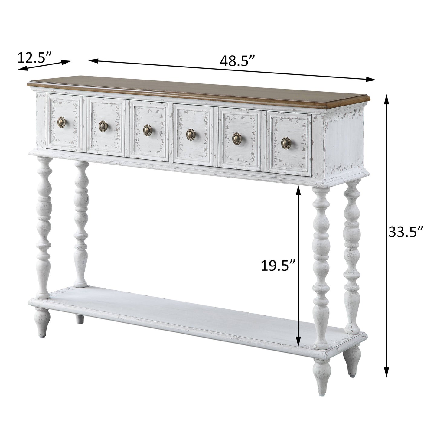 Dark Charcoal and Antique White Console Table