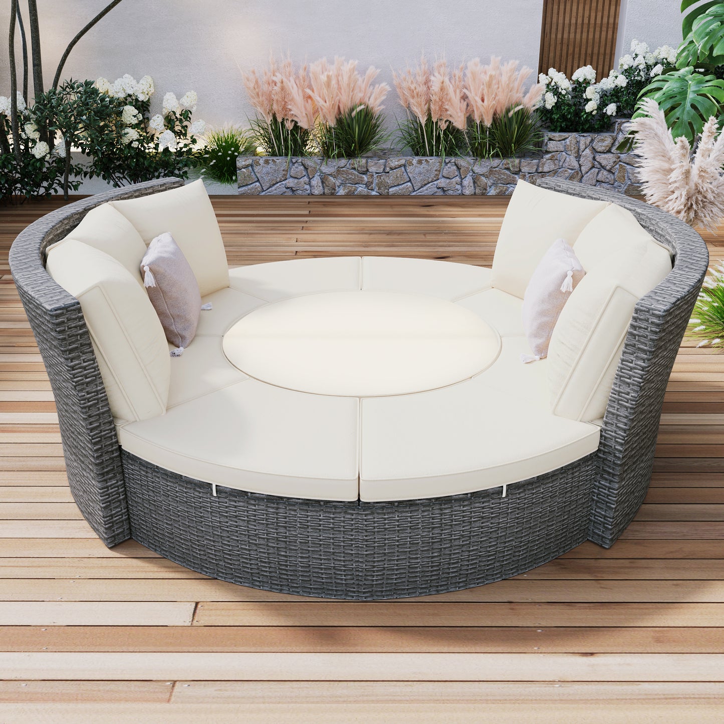 Patio 5-Piece Round Rattan Outdoor Set