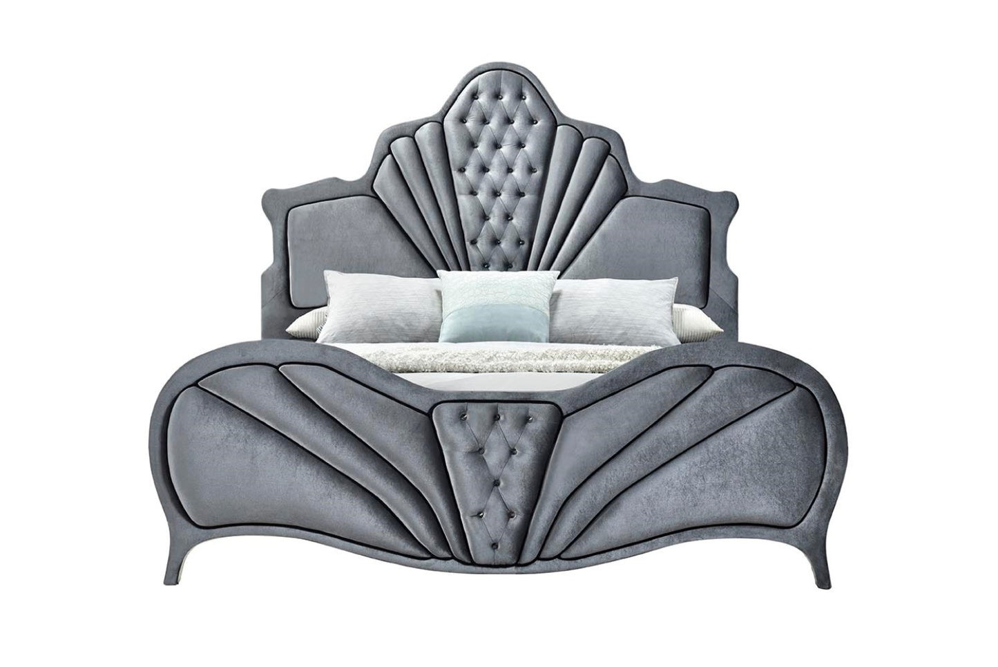 ACME Dante Queen Bed, Gray Velvet 24230Q