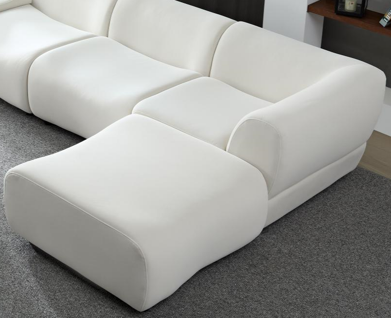 White, strong and durable fabric, 4 free sectional sofa, high density sponge and solid wood frame