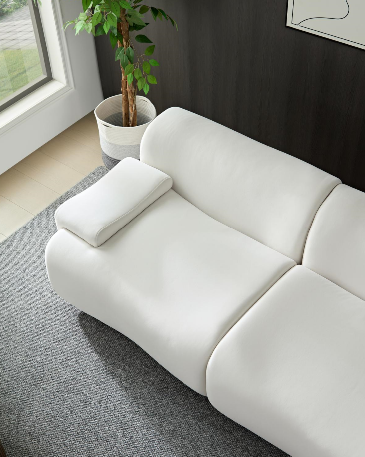 White, strong and durable fabric, 4 free sectional sofa, high density sponge and solid wood frame