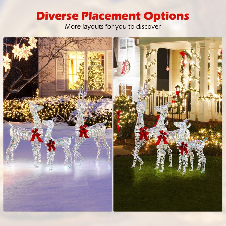 3-Piece Large Lighted Christmas Reindeer Family