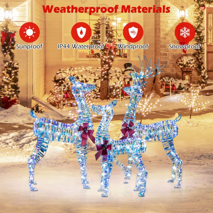 3-Piece Large Lighted Christmas Reindeer Family