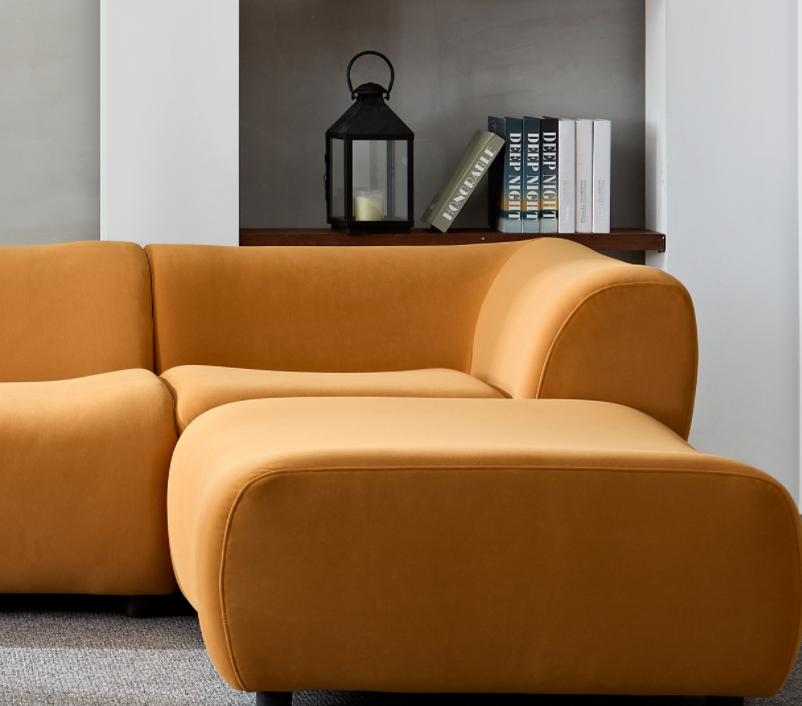 WKS8W Orange, durable fabric, 4 sectional sofa, high density sponge and solid wood frame