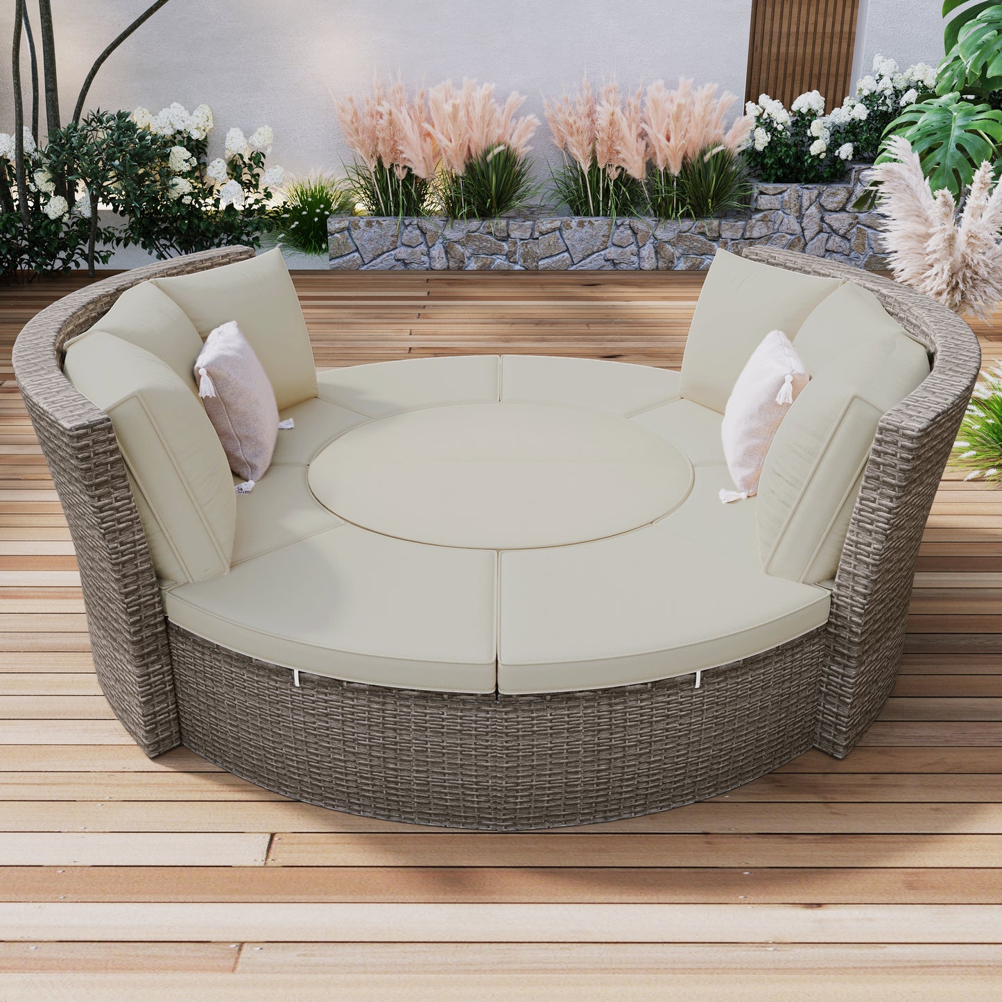 Patio 5-Piece Round Rattan Outdoor Set