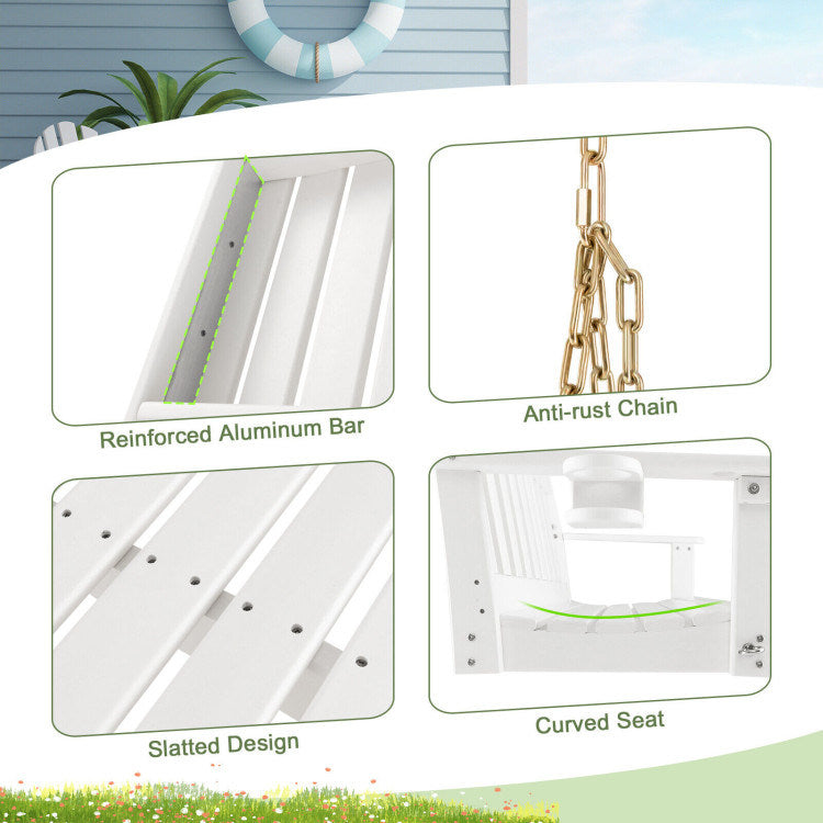 54 Inch HDPE Patio Porch Swing with Cup Holder