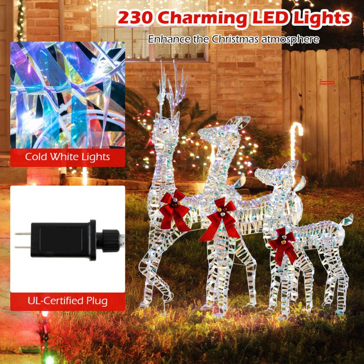 3-Piece Large Lighted Christmas Reindeer Family