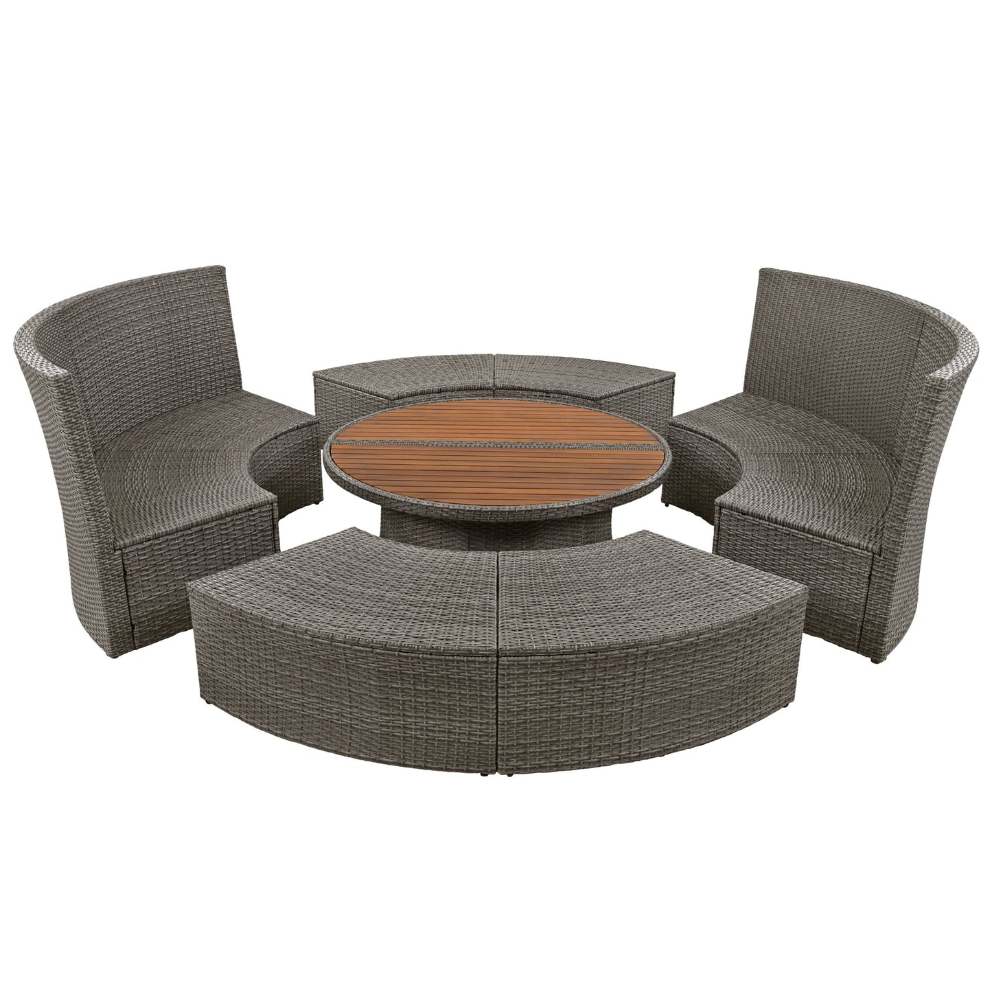 Patio 5-Piece Round Rattan Outdoor Set