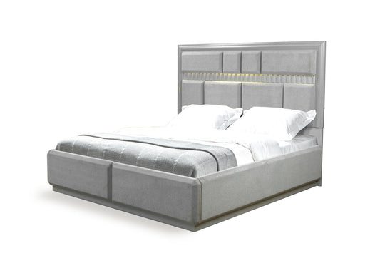 Da Vinci Modern Style Queen Bed Made with Wood in Gray