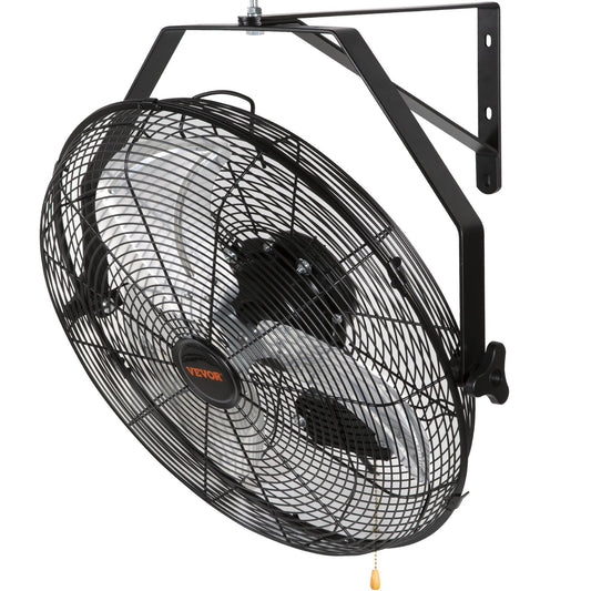 VEVOR Wall Mount Fan, 18 Inch, 3-speed High Velocity Max. 4150 CFM, Waterproof Industrial Wall Fan, Commercial or Residential for Warehouse, Greenhouse, Workshop, Patio, Black, ETL Listed