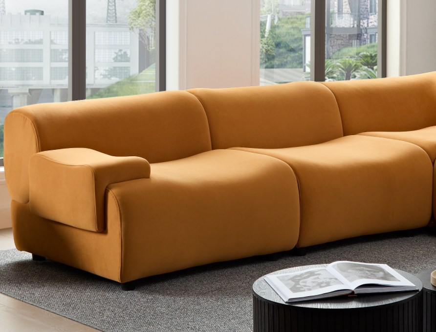 WKS8W Orange, durable fabric, 4 sectional sofa, high density sponge and solid wood frame