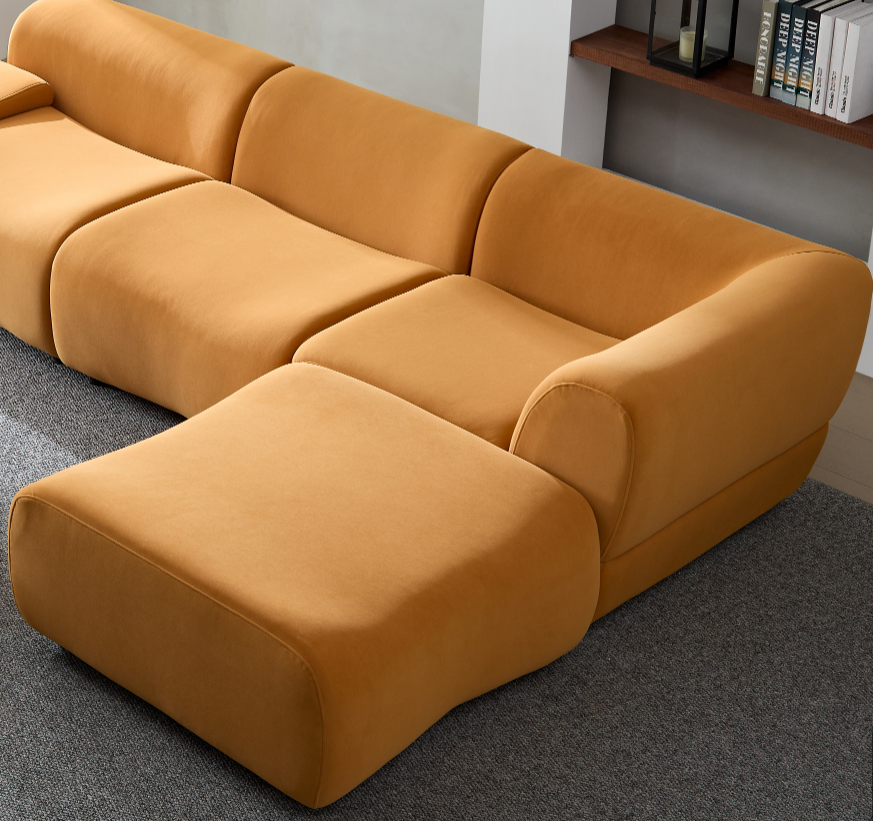 WKS8W Orange, durable fabric, 4 sectional sofa, high density sponge and solid wood frame