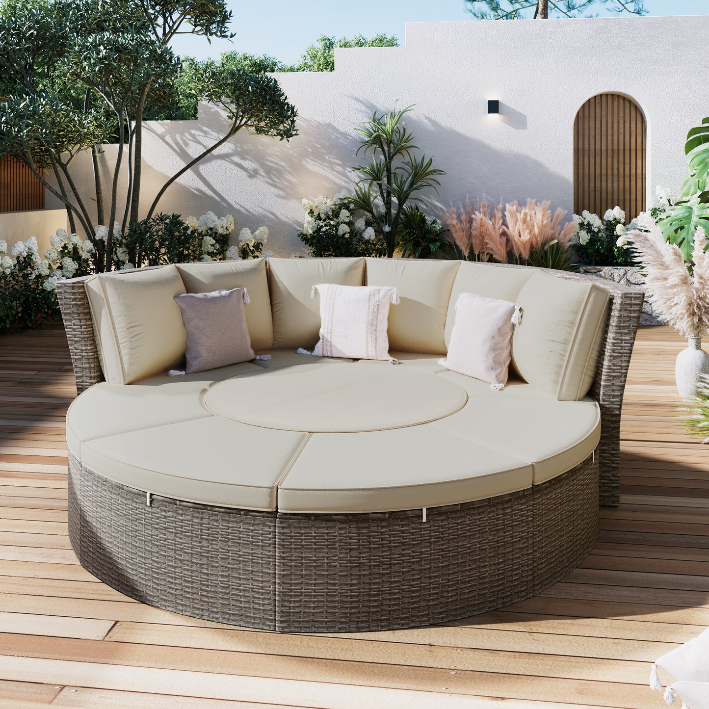 Patio 5-Piece Round Rattan Outdoor Set