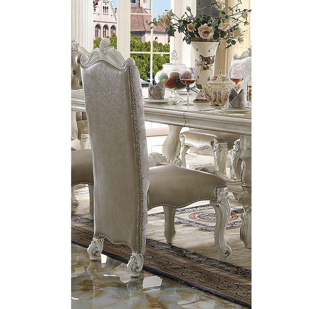 Versailles Side Chair (Set-2) in PU/Fabric & Bone White