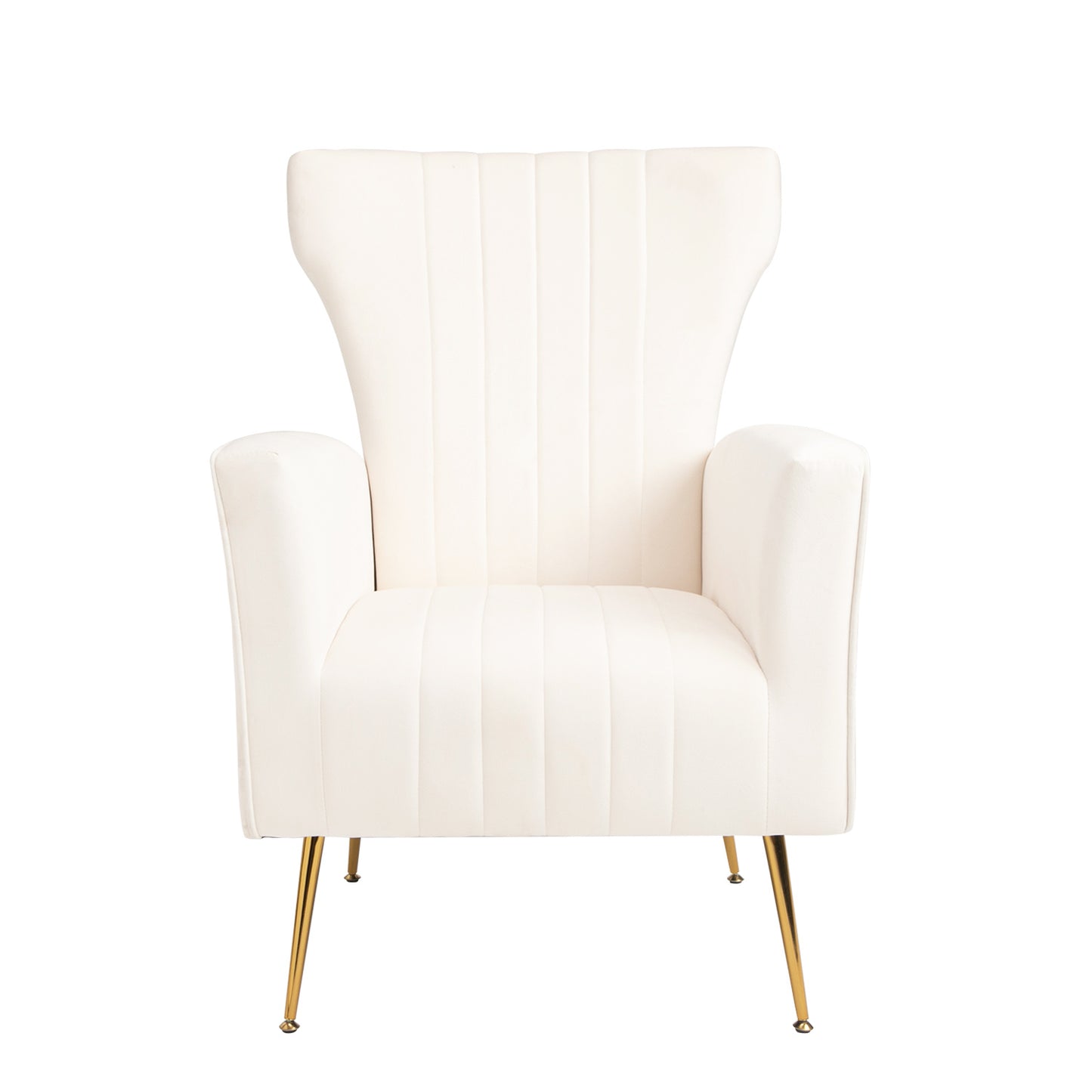 White Velvet Accent Chair; Wingback