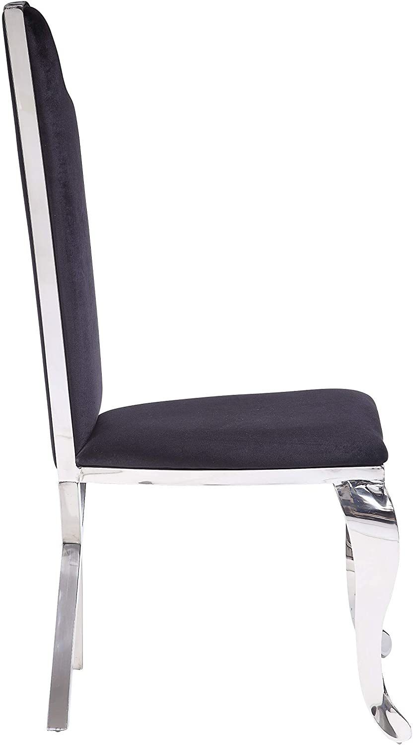 Cyrene Side Chair (Set-2) in Fabric & Stainless Steel- black