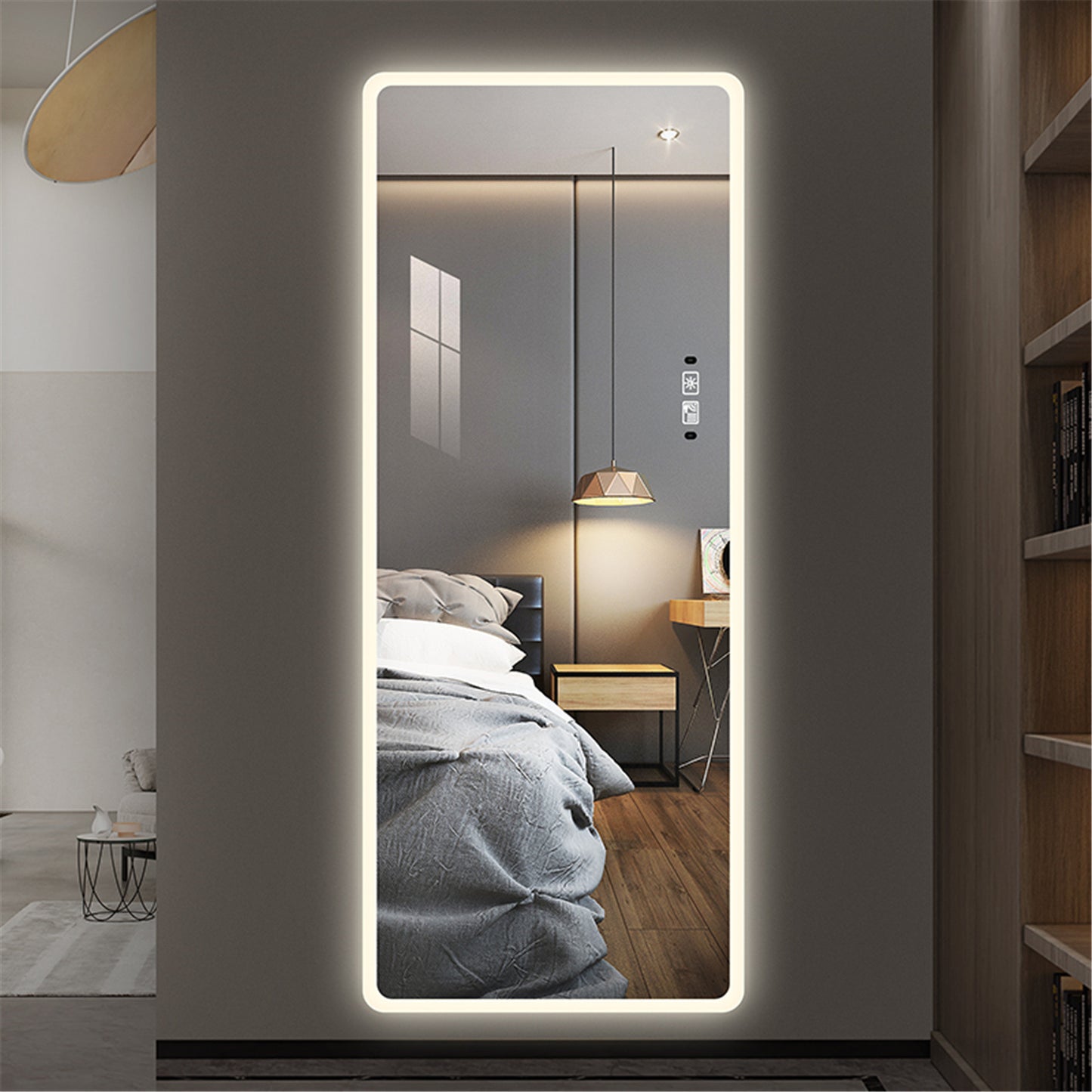 Full Length Mirror Lighted Vanity Body Mirror LED Mirror Wall-Mounted Mirror- intelligent Mirror