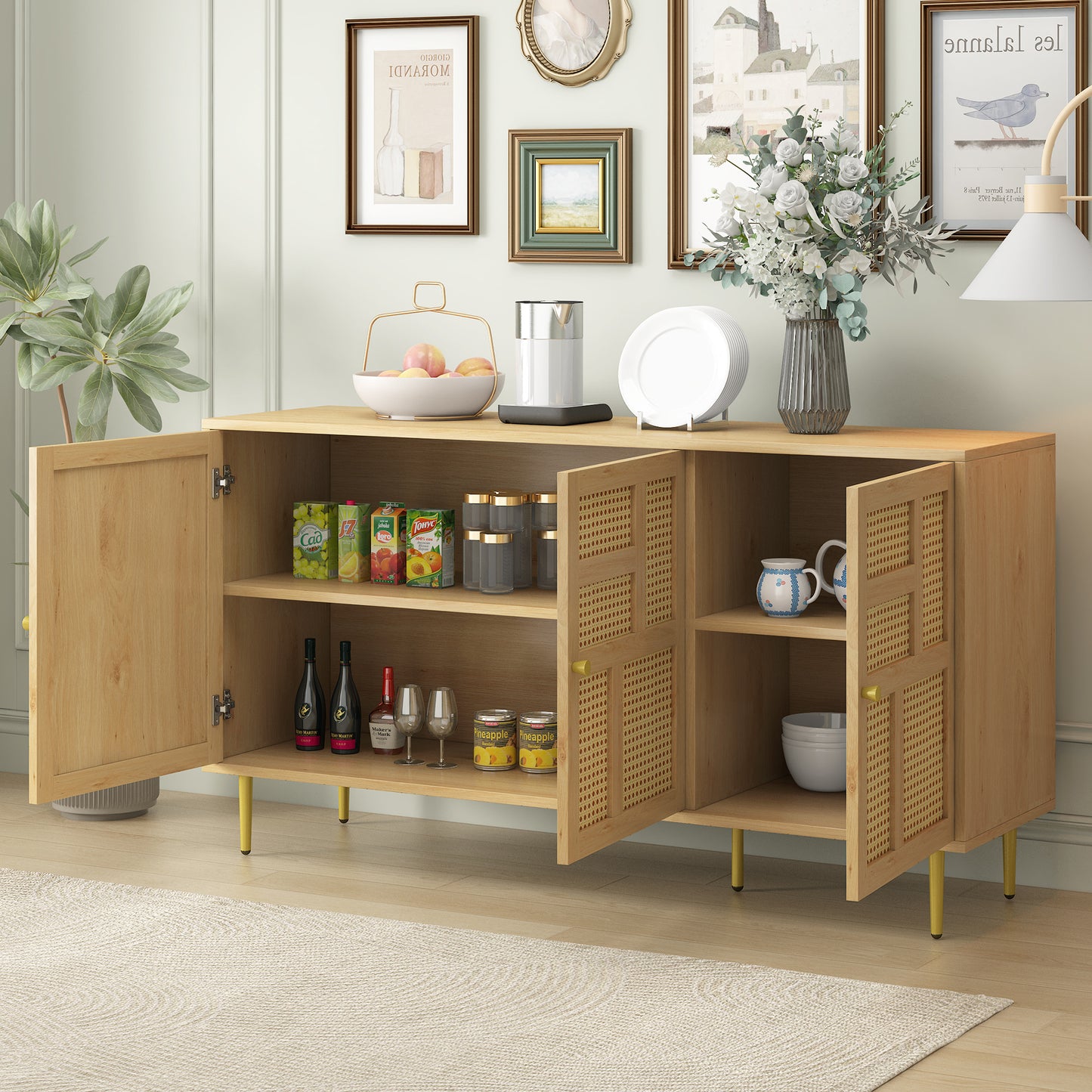 The rattan side cabinet/Modern Entertainment Center- Console Table