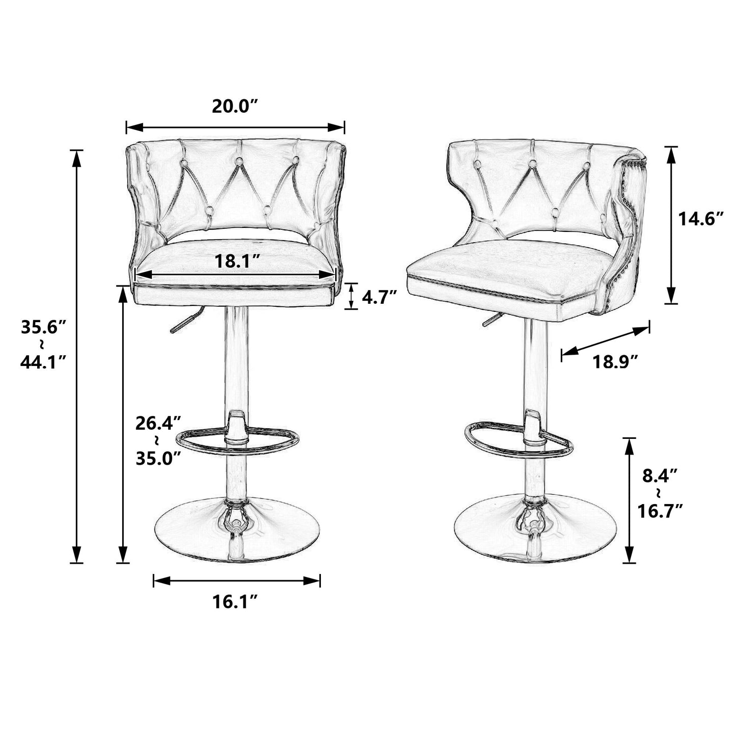 Blue and Gold Bar Stools; 2PCS/SET