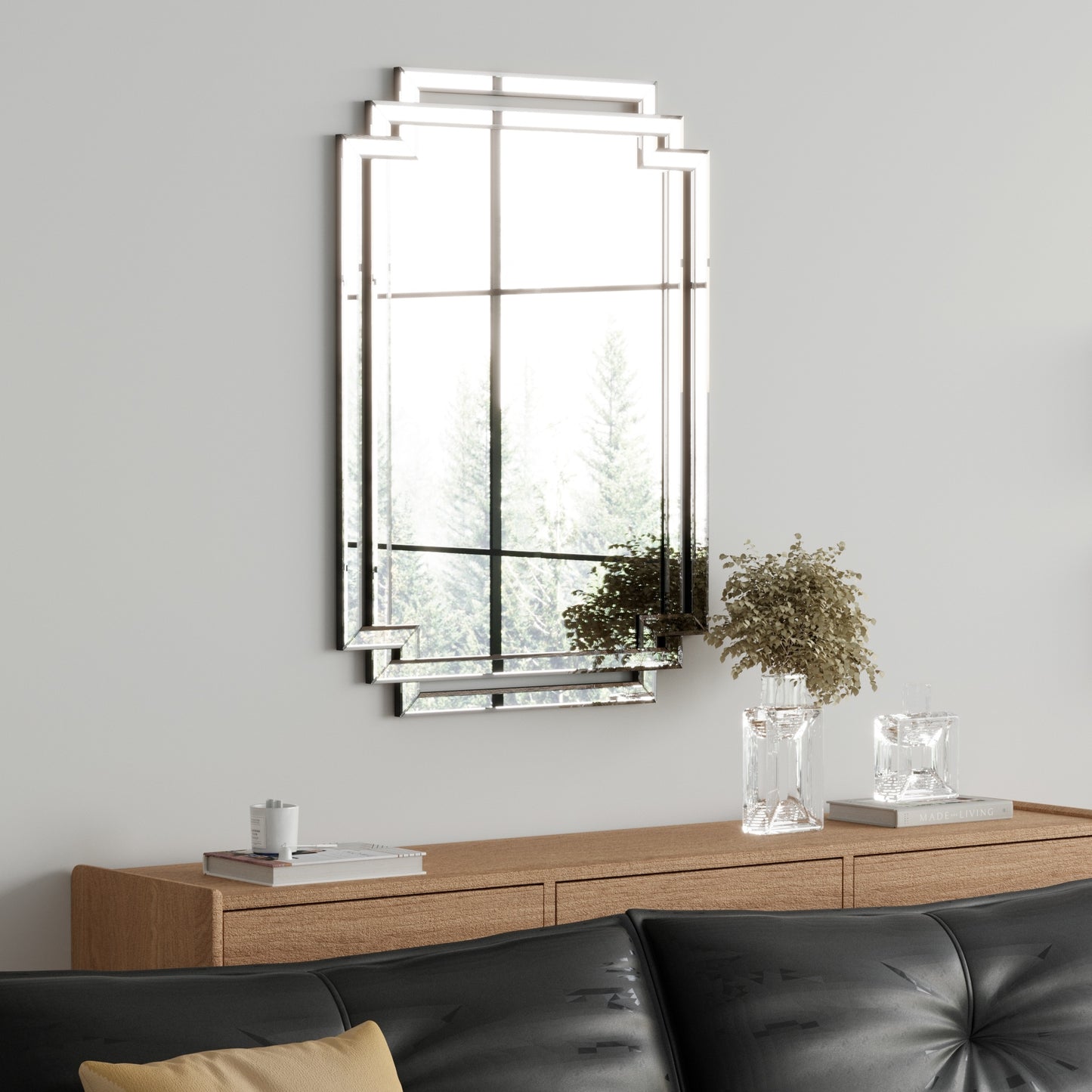 Large Wall-Mounted Silver Decorative Rectangular (clear HD mirror)