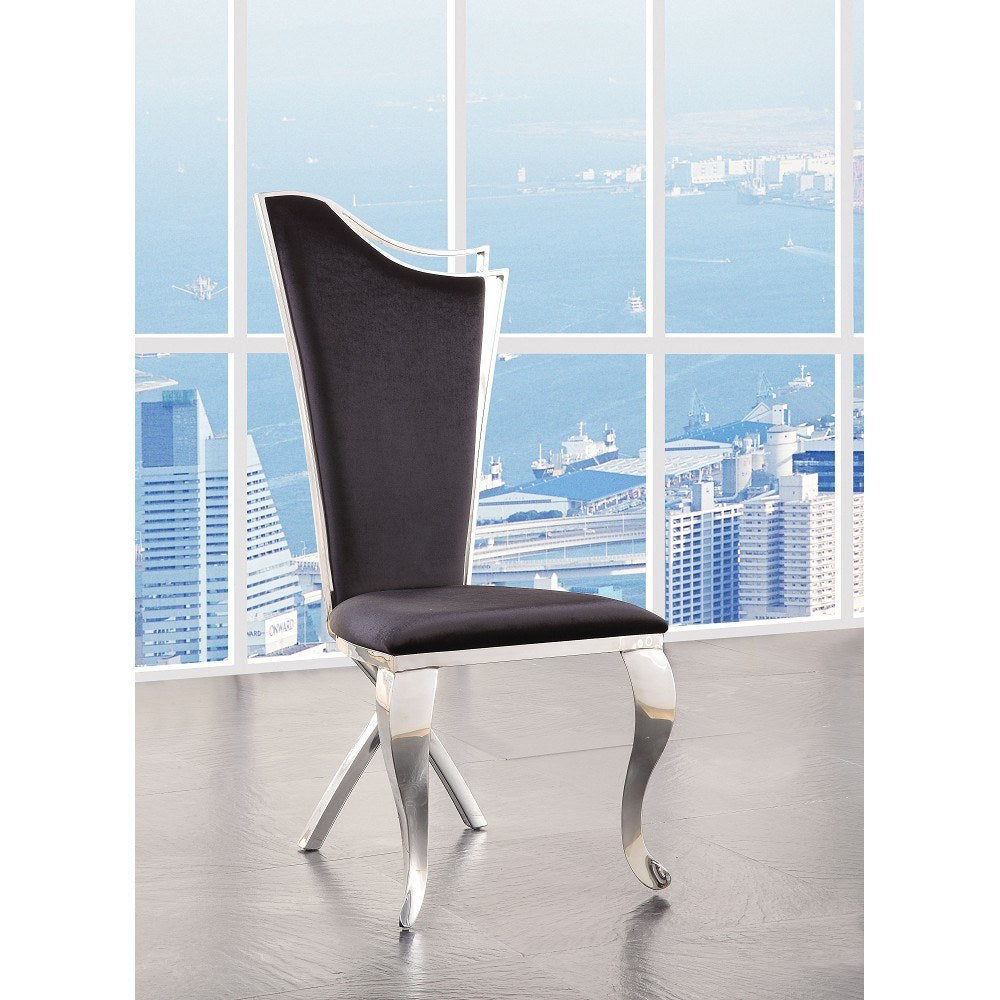 Cyrene Side Chair (Set-2) in Fabric & Stainless Steel- black