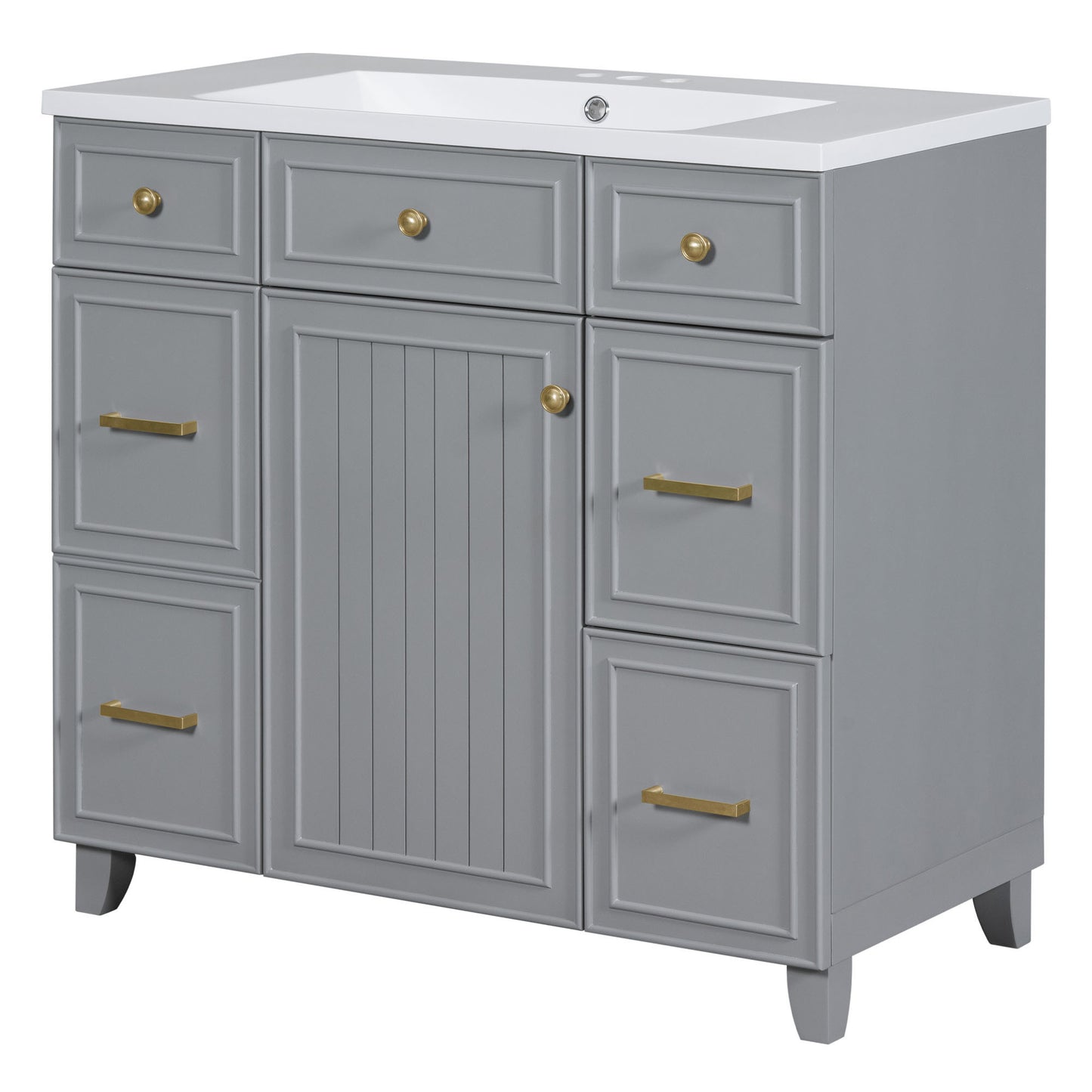 36" Bathroom Vanity Cabinet with Sink Top Combo Set, Grey, Single Sink.