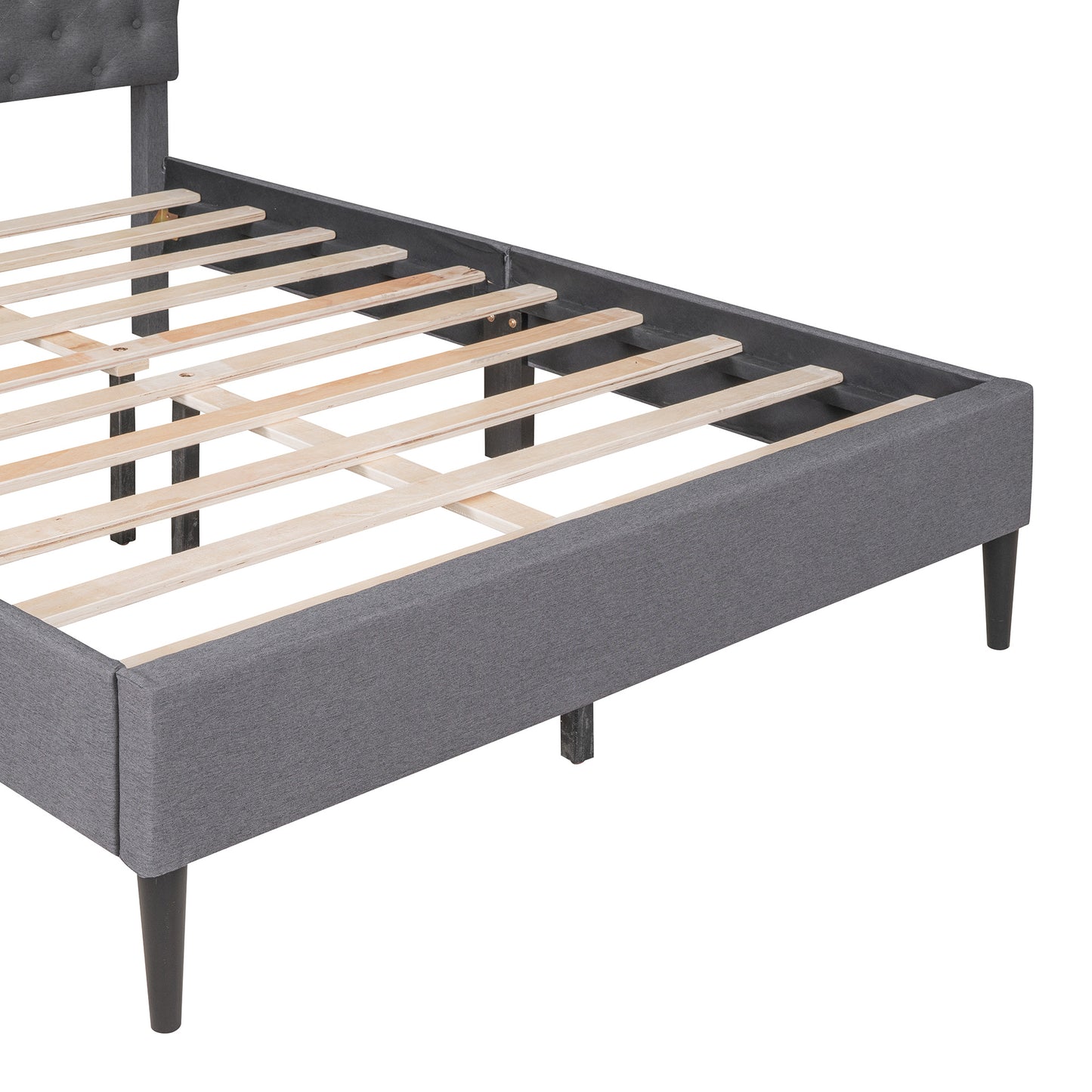 Upholstered Linen Platform Bed, Full Size