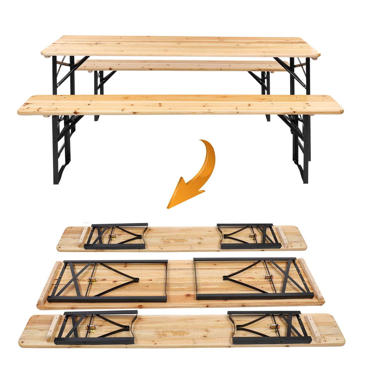 3PCS Outdoor Folding Picnic Table Bench Set