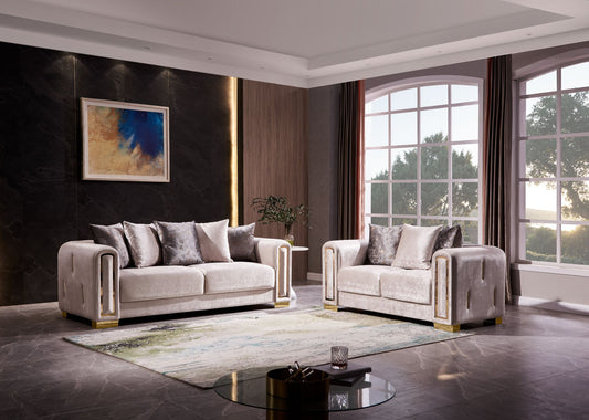 Impreza 2Pc Modern Living Room Set in Beige