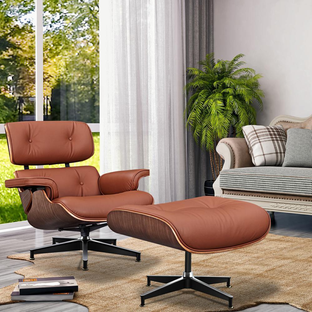 Living Room Lounge Chair Arm Chair Swivel Single Sofa Seat With Ottoman Genuine Leather Standard Version