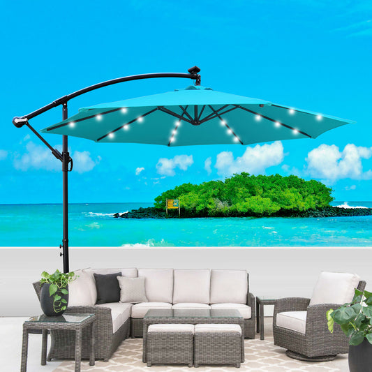 10 ft Outdoor Patio Umbrella with Solar Powered LED Light