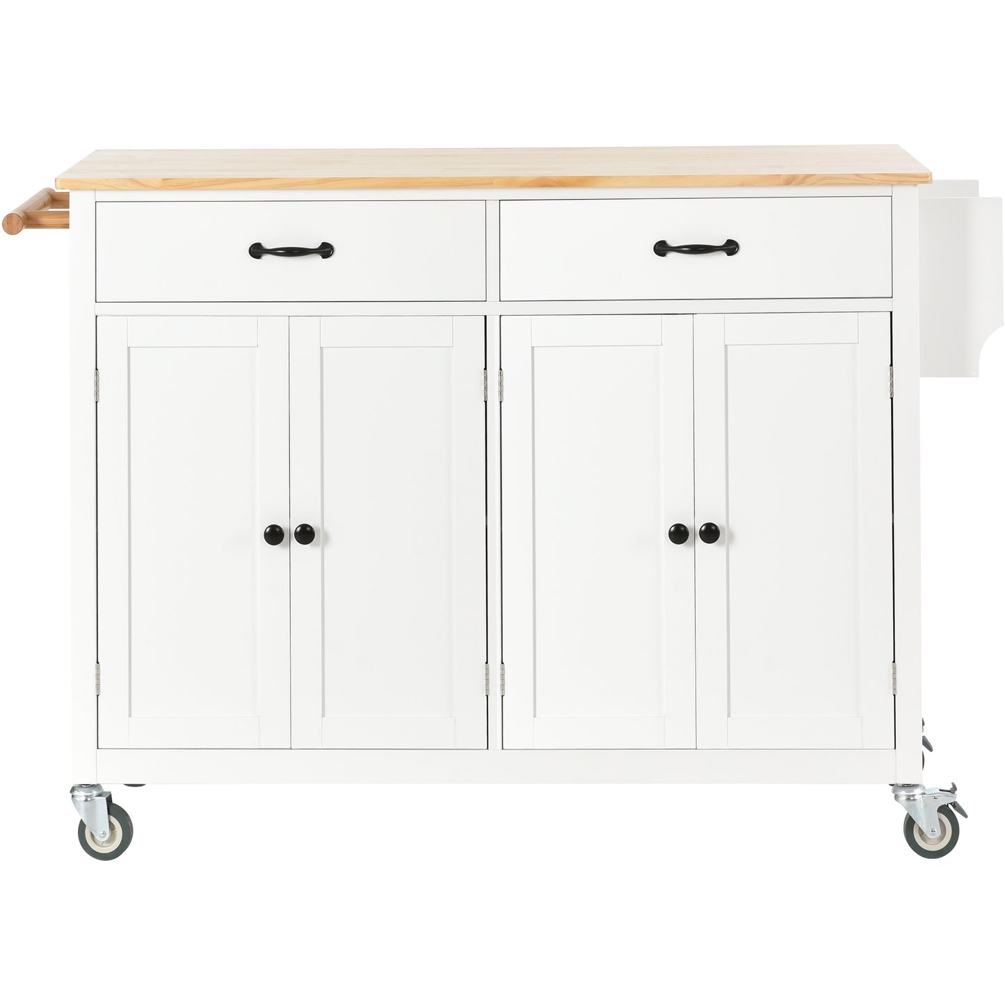 Kitchen Island Cart with Solid Wood Top and Locking Wheels (White)