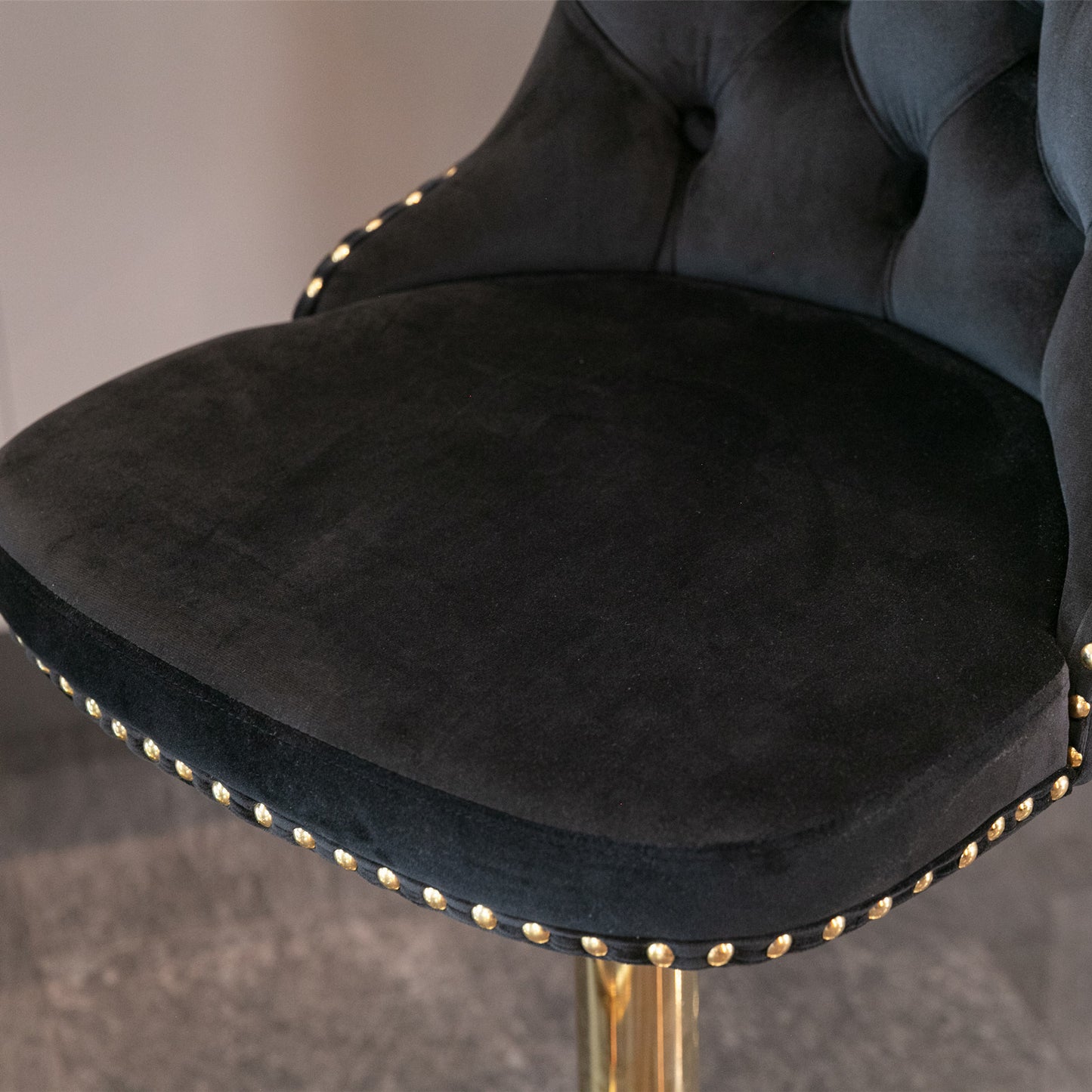 Modern Velvet Gold Studded Barstools