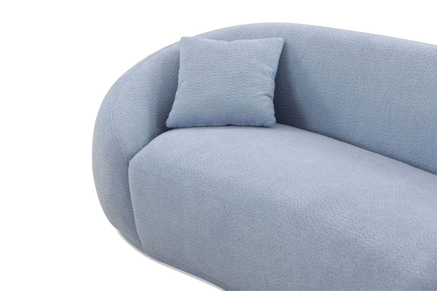 3 seater sofa Modern combination Half Moon casual teddy wool sofa, blue sky