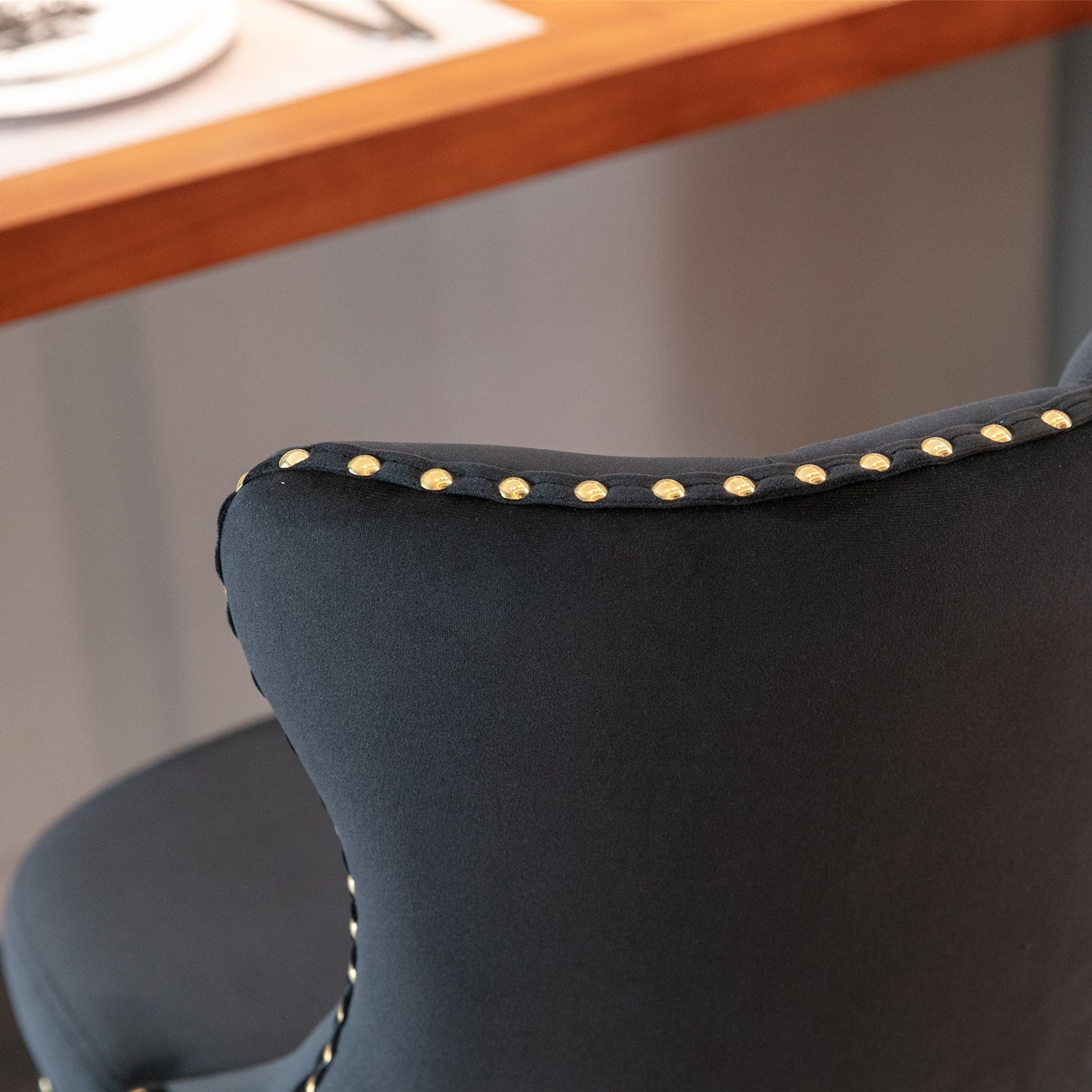 Modern Velvet Gold Studded Barstools