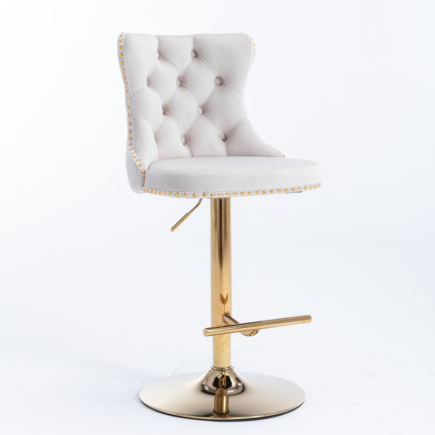 Modern Velvet Gold Studded Barstools