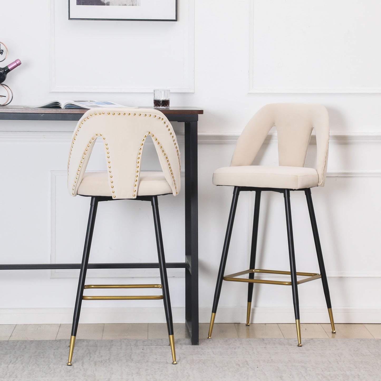 Bar Stool; Set of 2 (Beige)