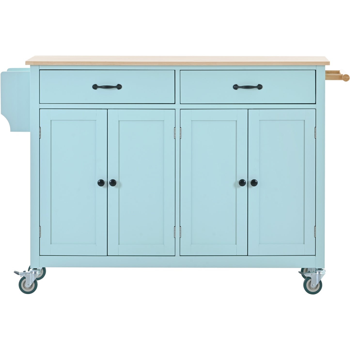 Kitchen Island Cart with 4 Doors (Mint Green)