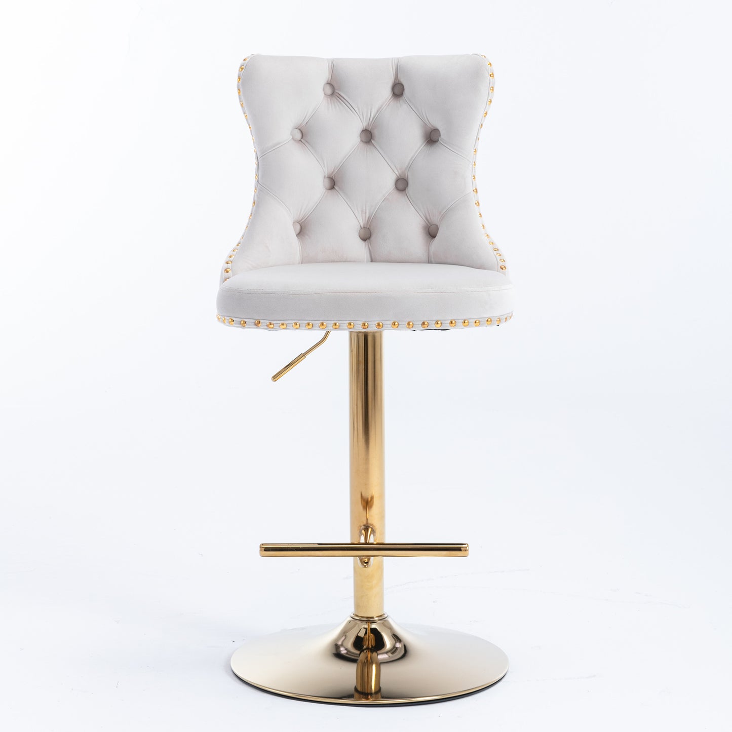 Modern Velvet Gold Studded Barstools