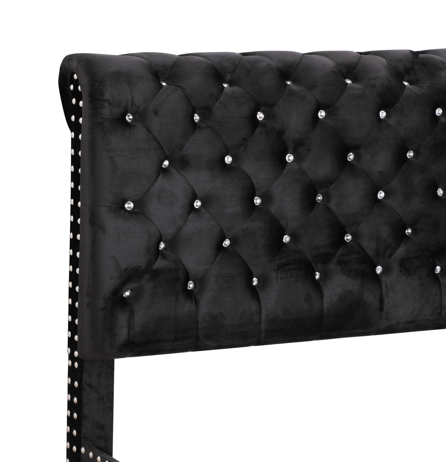 Glory Furniture Maxx G1942-KB-UP Tufted Upholstered Bed , BLACK