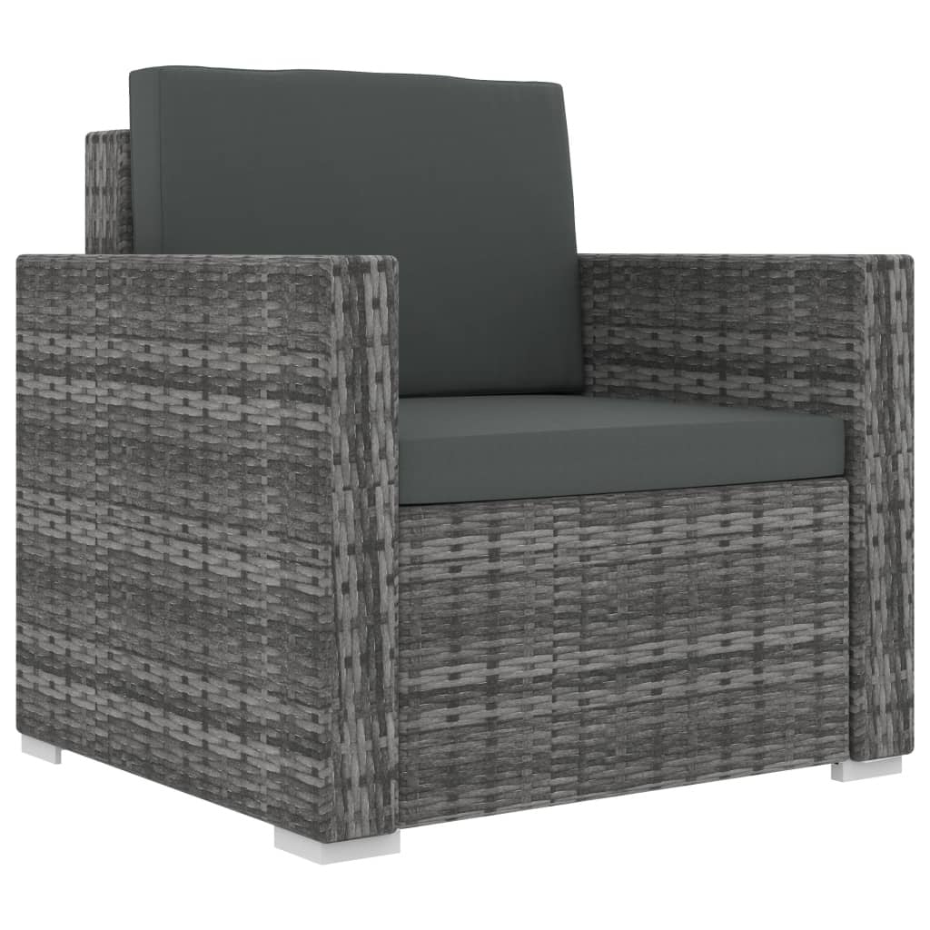 13 Piece Patio Lounge Set with Cushions Poly Rattan Gray