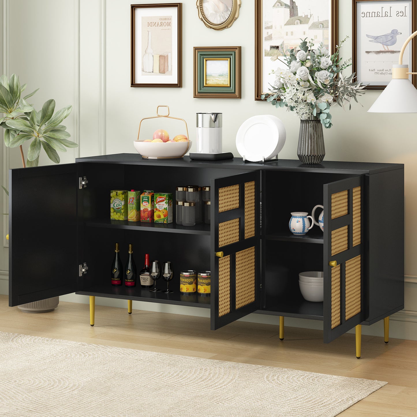 The rattan side cabinet/Modern Entertainment Center- Console Table