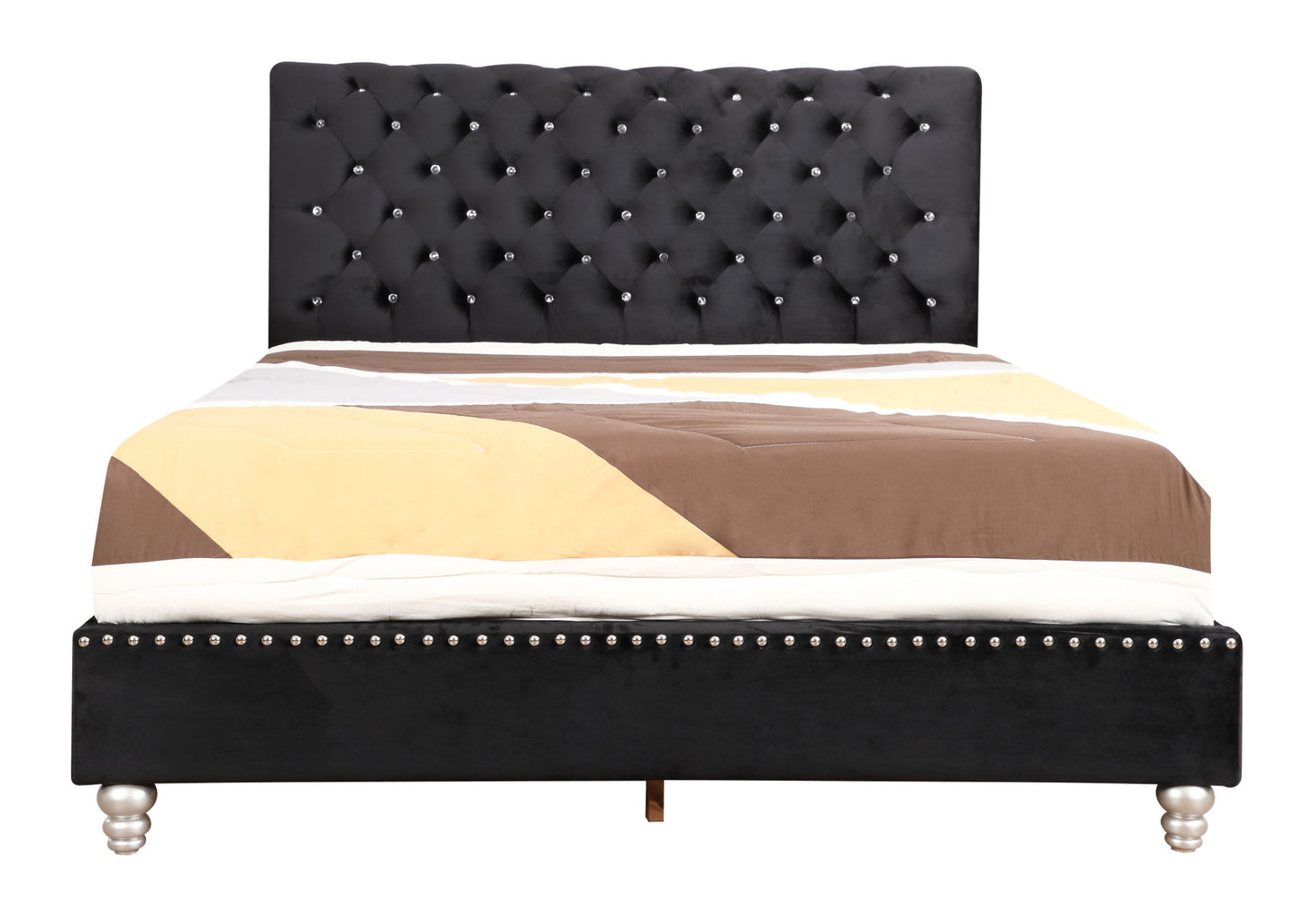 Glory Furniture Maxx G1942-KB-UP Tufted Upholstered Bed , BLACK