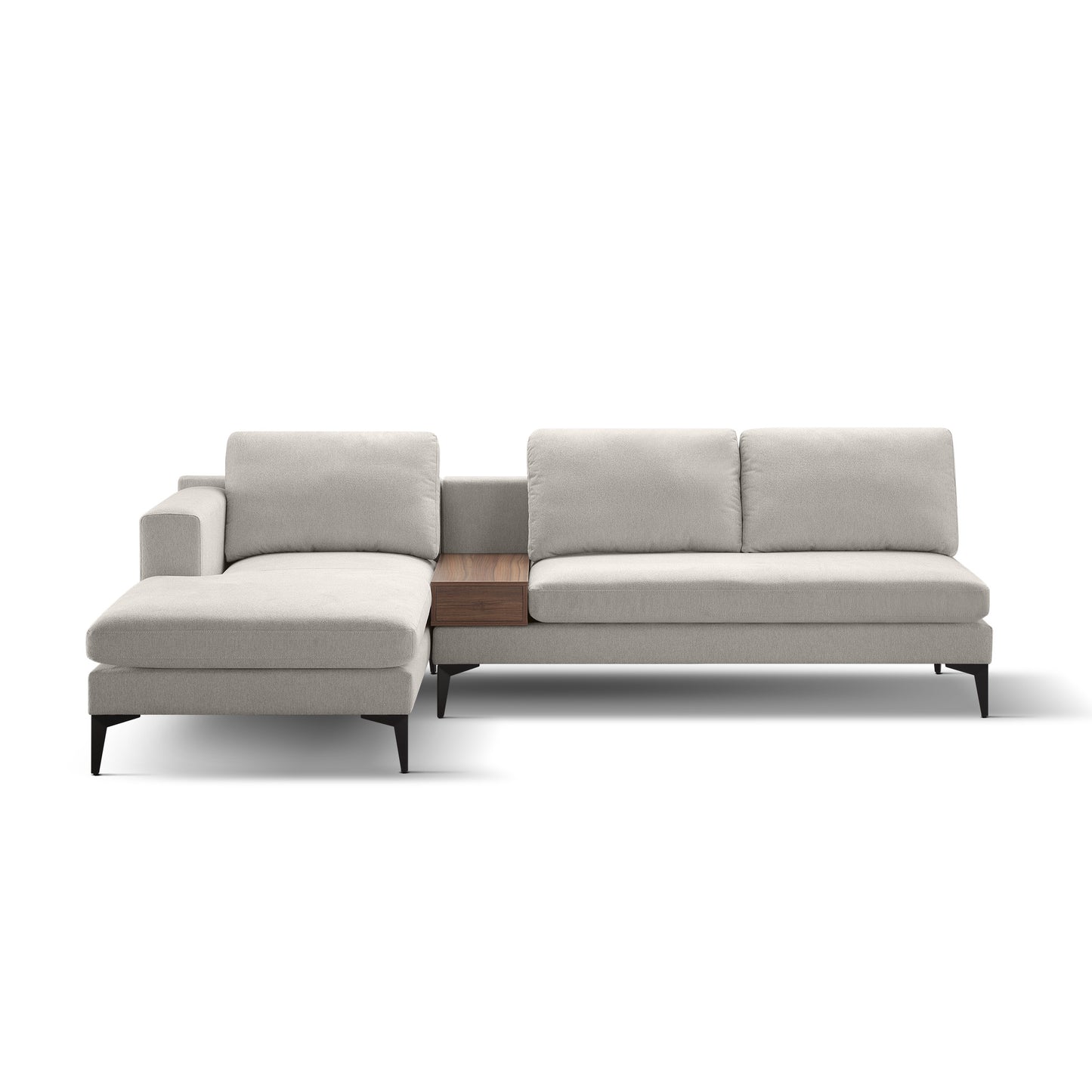 L Shape reversible Chaise and Armless 2 Seater Loveseat , 2 Piece Free Combination Sectional Couch with Left or Right Arm Facing Chaise, Texture Champange