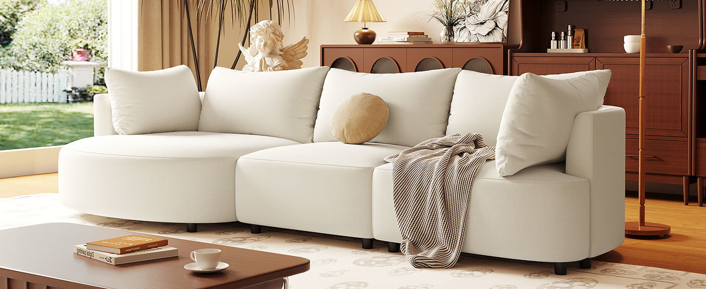 U_STYLE Three Piece Sofas with Five Back Cushions and Curved Seat, for Living Room, Study Room, and Apartment