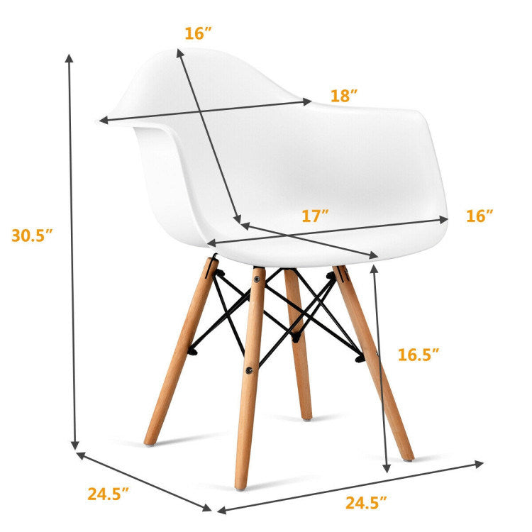 Set of 2 Mid-Century Modern Molded Dining Arm Side Chairs