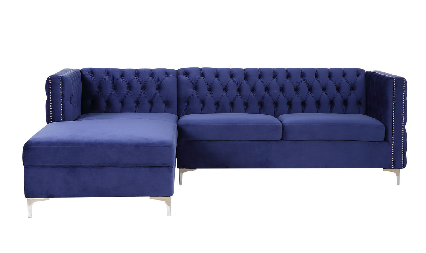 Sullivan Sectional Sofa; Navy Blue Velvet