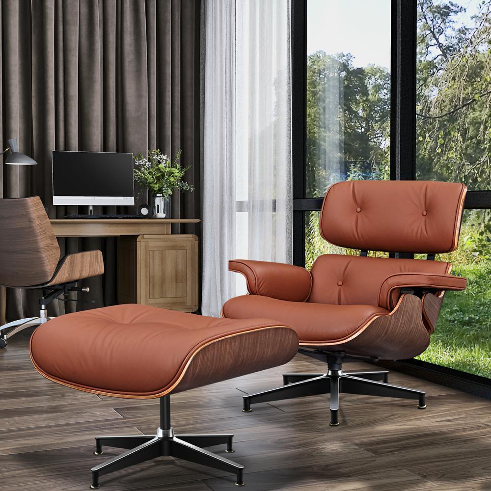 Living Room Lounge Chair Arm Chair Swivel Single Sofa Seat With Ottoman Genuine Leather Standard Version