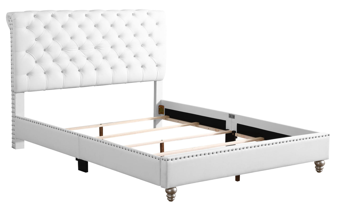 Glory Furniture Maxx G1938-FB-UP Tufted Upholstered Bed , WHITE